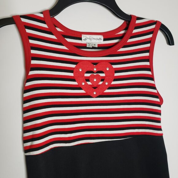 USA made MY MICHELLE girls 16 red black white heart stud sleeveless dress NWOT - Picture 3 of 8